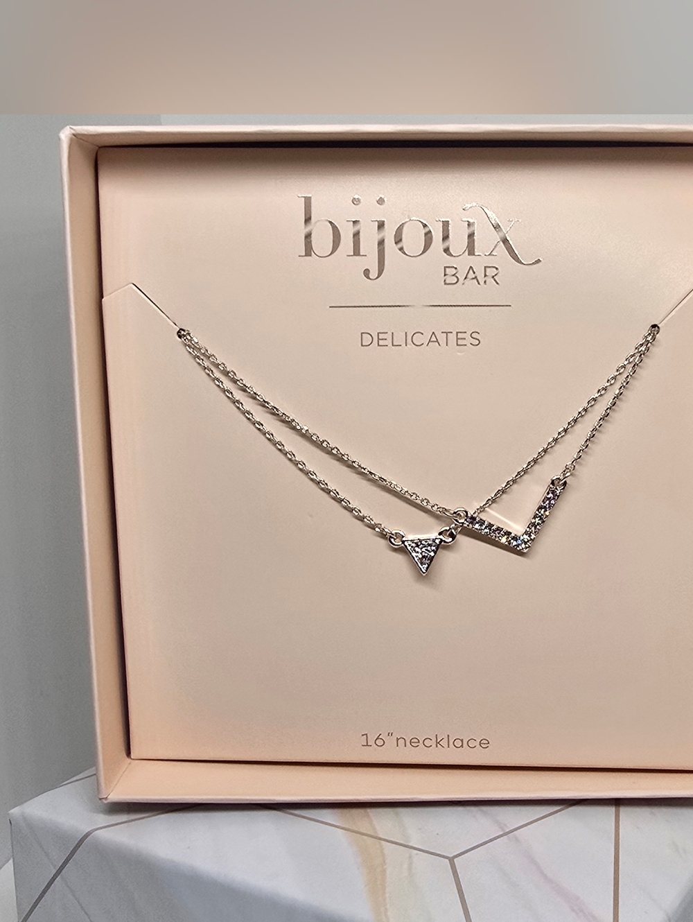 Bijoux Bar Silver Layered V Triangle Necklace